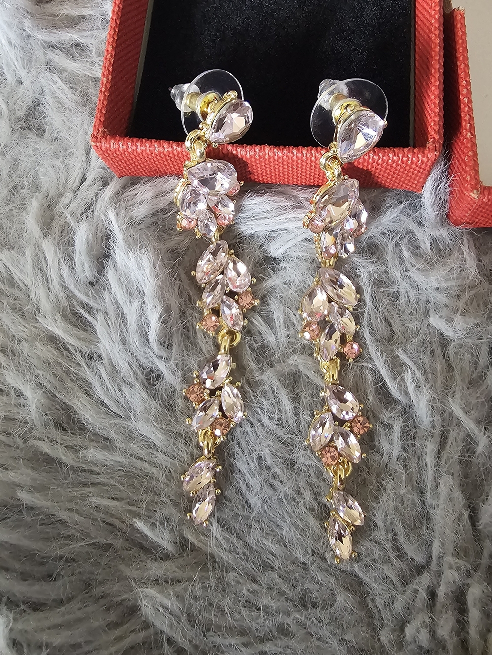 Gold-Tone Pink Crystal Cascade Drop Earrings - Women Jewelry